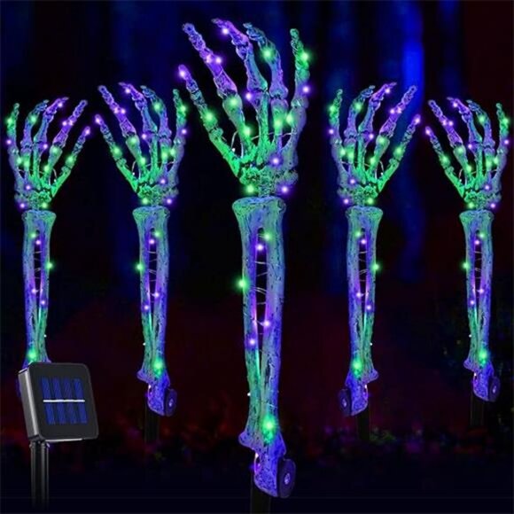 Halloween Decorations 5 Pack Solar Powered Skeleton Arm StakesLights 110pcs - Picture 8 of 8